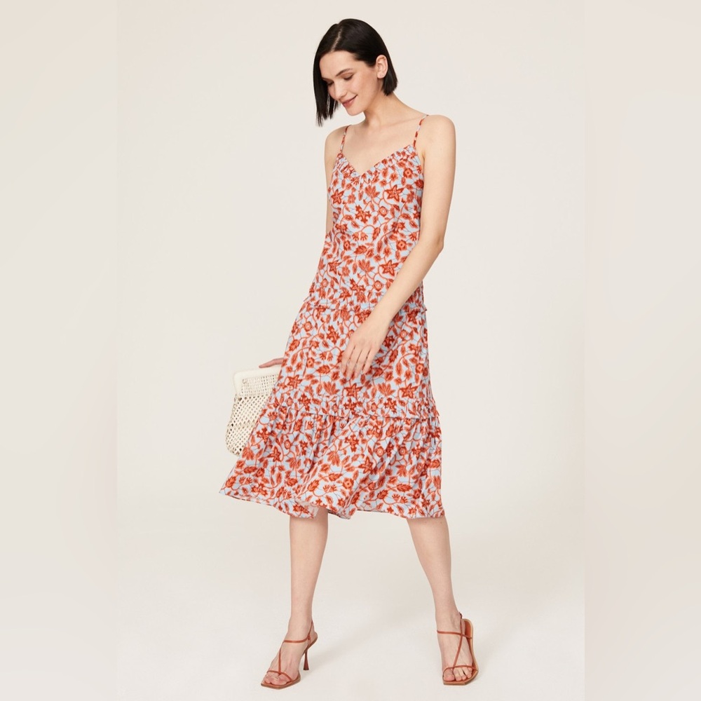 Derek Lam Derek Lam Floral Midi Dress | Smocked Back | Spaghetti Strap Size 40